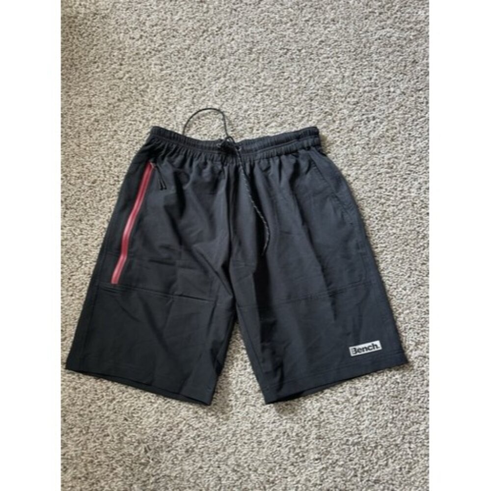 Bench Women Black Atheisure Pockets Logo Casual Shorts Size Medium Elastic Wasit